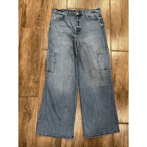 Blue Revival Flex Back Cargo Wide Leg Women’s High Rise Jean‎ Size 32x30 Denim